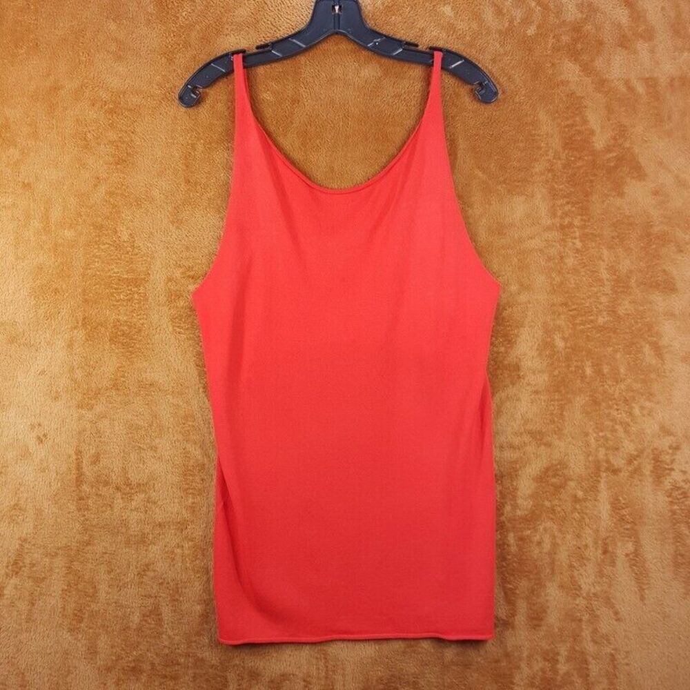 DKNY Womens Top Large Red Pullover Tank Cut Out Stretch Knit Sleeveless